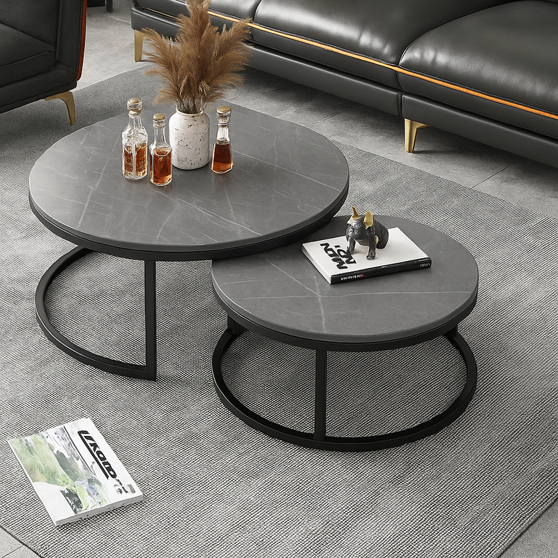 Round Nesting Coffee Table Set – Sintered Stone