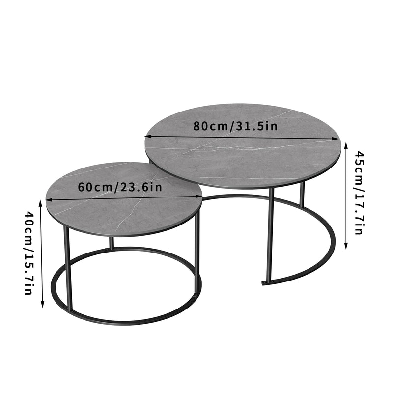 Round Nesting Coffee Table Set – Sintered Stone