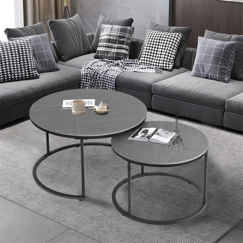 Round Nesting Coffee Table Set – Sintered Stone
