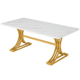 Modern Faux Marble Dining Table in White
