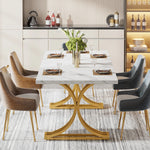 Modern Faux Marble Dining Table in White