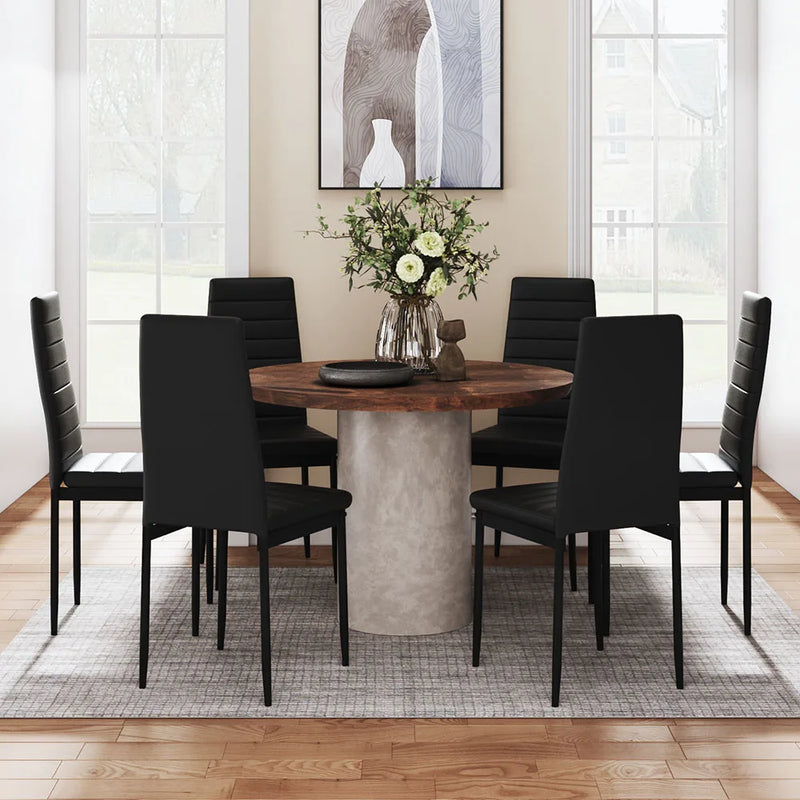 Black Faux Leather Dining Chairs Set of 6