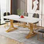 Modern Faux Marble Dining Table in White