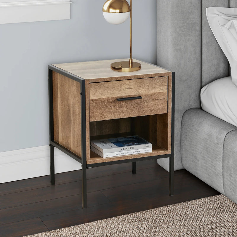 Rustic Wood Bedside Table
