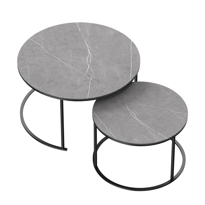 Round Nesting Coffee Table Set – Sintered Stone