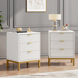 Modern Bedside Table in White & Gold