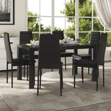 Black Faux Leather Dining Chairs Set of 6