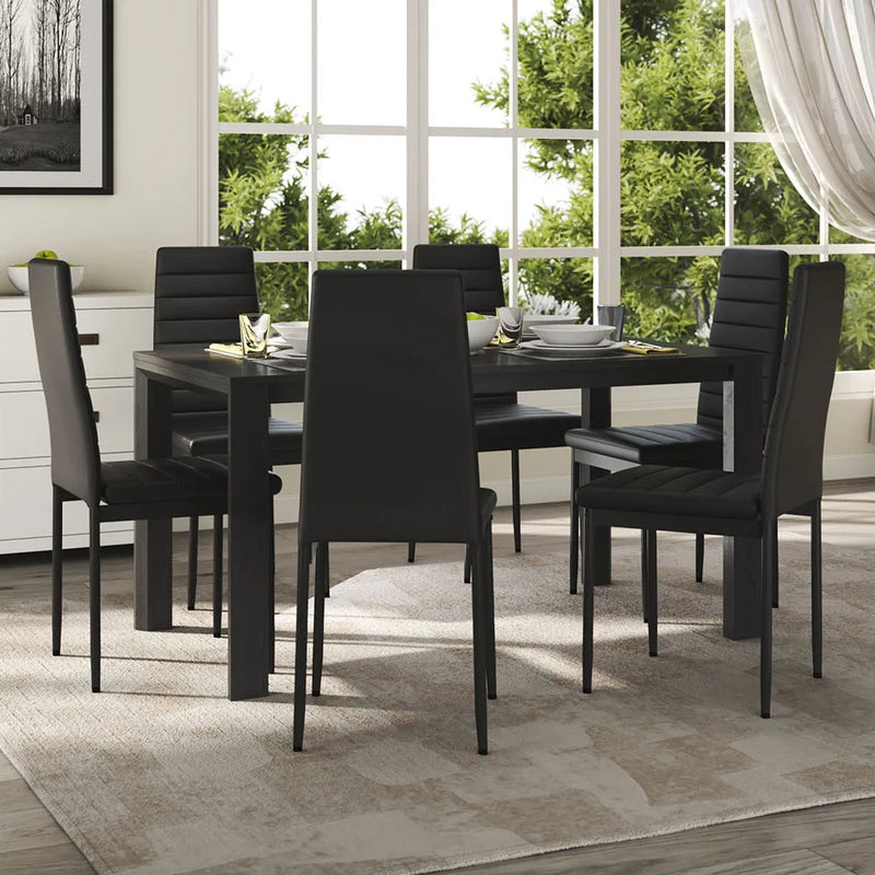 Black Faux Leather Dining Chairs Set of 6