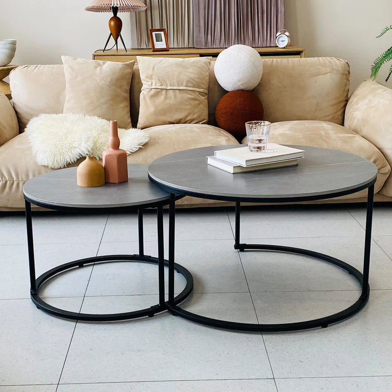 Round Nesting Coffee Table Set – Sintered Stone